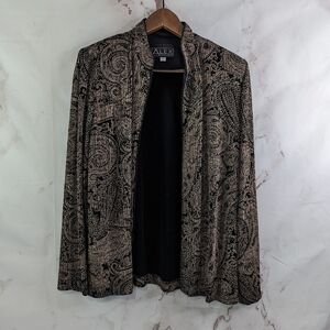 Alex Evenings Jacket Women Large Gold Sparkle Shimmer Metallic Lightweight Zip